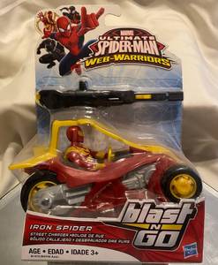 lot 295 image: Marvel Ultimate Spiderman Web-Warriors Iron Spiderman Street Charger in Unopened Package