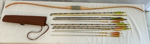 lot 37 image: Bow & Arrows with Quiver A Ben Pearson No. 335 Bow (no String) 11 Arrows in Quiver