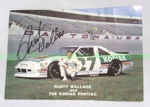 lot 8 image: Signed Rusty Wallace Kodiak racing team data card