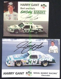 lot 68 image: Signed Harry Gant Skoal Bandit promotional data cards