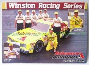 lot 69 image: Signed Jimmy Hensley Advance auto parts data card