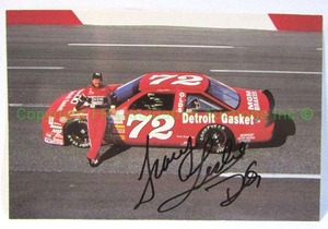 lot 96 image: Signed Tracy Leslie Parker racing data card