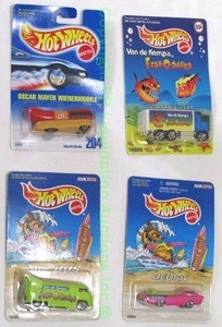 lot 74 image: Hot Wheels promotional cars including the Oscar Meyer wiener mobile and Van De Kamps cars