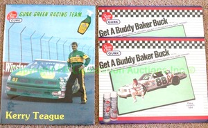 lot 19 image: Gunk Solder Seal driver promotionals including Buddy Baker Buck and Kerry Teague