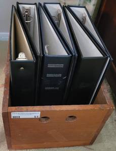 lot 51 image: WOODEN CRATE WITH EMPTY ALBUMSBINDERS.