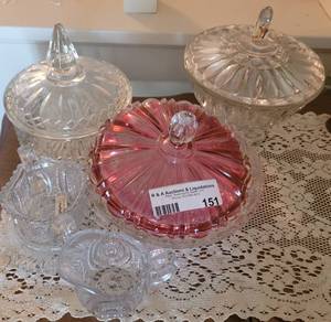lot 151 image: GLASS COVER DISHES AND MORE.