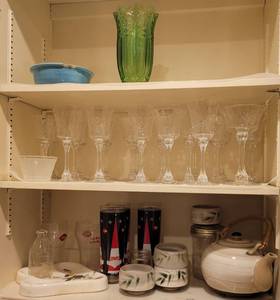 lot 143 image: LOT OF GLASS STEMWARE AND MORE.