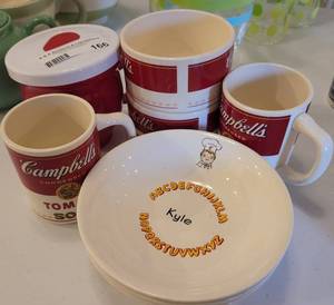 lot 166 image: CAMPBELL SOUP CUPS AND PLATES.
