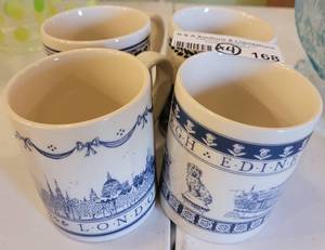 lot 168 image: LOT OF 4 MCLAGGAN SMITH MUGS ALEXANDRIA, SCOTLAND. (SOLD 4X THE MONEY)