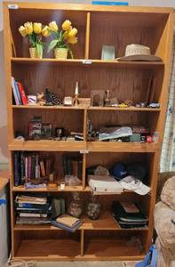 lot 175 image: WOODEN CABINET  SHELF. CONTENTS NOT INCLUDED