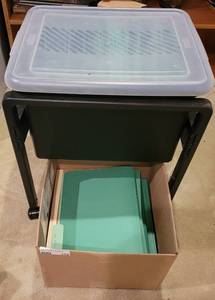lot 179 image: FILING CART AND BOX OF FILING FOLDERS.