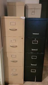 lot 183 image: FILING CABINETS PLUS STORAGE BOXES.