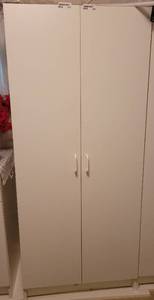 lot 198 image: WHITE 2-DOOR CABINET. CONTENTS NOT INCLUDED
