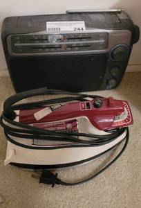 lot 244 image: RADIO SHACK PORTABLE RADIO AND BLACK & DECKER IRON.
