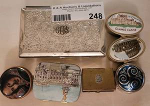 lot 248 image: ASSORTED PILL BOXES PLUS KLEENEX BOX.