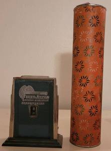 lot 255 image: VINTAGE 1930S ART DECO BANK PLUS VINTAGE KALEIDOSCOPE TUBE.