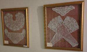 lot 275 image: LOT OF 2 FRAMED VINTAGE LACED ACCESSORIES. (SOLD 2X THE MONEY)