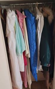 lot 279 image: CLOSET LOT OF WOMANS CLOTHING INCLUDING LONDON FOG AND LeROY KNITWEAR.