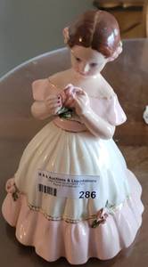 lot 286 image: VINTAGE 1950S HAND PAINTED PORCELAIN DOLL FIGURE.