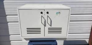 lot 56 image: White Two Door Locking Storage Cabinet with Keys- 28L x 23W x 21H