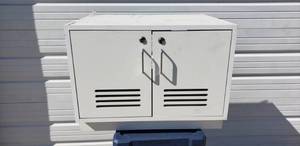 lot 59 image: White Two Door Locking Storage Cabinet with Keys- 28L x 23W x 21H