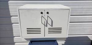 lot 60 image: White Two Door Locking Storage Cabinet with Keys- 28L x 23W x 21H