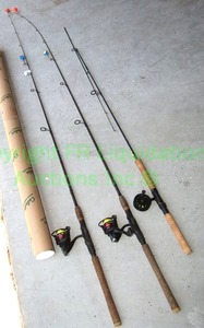 lot 57 image: Fishing rods with reels including Blackmax and one fly fishing reel