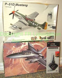 lot 74 image: P51 Mustang and F15 Eagle model kits plus
