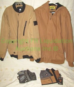 lot 80 image: Brazos canvas work jacket, and American work jacket and tool pouches