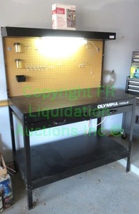lot 11 image: Olympia Tools metal work bench with peg board