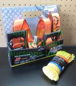 lot 12 image: Everest 15ft ratchet tie down kit and Ozark Trail 14 40ft hollow braided utility line