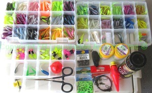 lot 35 image: Assorted fishing tackle in three boxes plus as shown