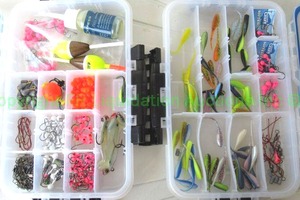lot 34 image: Assorted fishing tackle in two Plano tackle water proof boxes