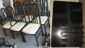 lot 31 image: Matching dining chair set and table as shown, (rough condition)