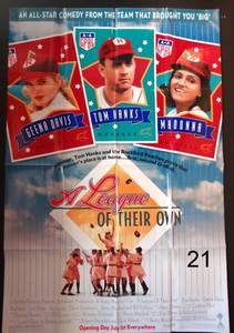 lot 21 image: A LEAGUE OF THEIR OWN MOVIE POSTER 1 Sided ORIGINAL 27x40 GEENA DAVIS MADONNA - 1992 $$$