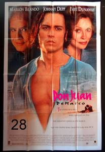 lot 28 image: DON JUAN DEMARCO DS ROLLED ORIG 1 SHEET MOVIE POSTER JOHNNY DEPP MARLON BRANDO (1995)