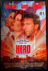 lot 61 image: VERY RARE Vintage Hero Movie Poster Double Sided Dustin Hoffman Geena Davis - 27 X 40 - $$$