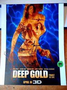 lot 99 image: AUTHENTIC AUTOGRAPHS - DEEP GOLD 3D SIGNED BY JAYMEE ONG, LAURY PRUDENT, & DIRECTOR, MICHAEL GLEISSNER - 8 X 10 WCOA