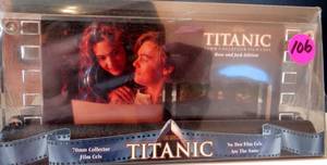 lot 106 image: ONE OF A KIND - TITANIC 1998 Jack and Rose Edition 70mm Movie FILM CELL DISPLAY