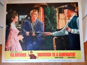 lot 109 image: ORIGINAL 1964 11 X 14 LOBBY CARD - YUL BRYNNER INVITATION TO A GUN FIGHT