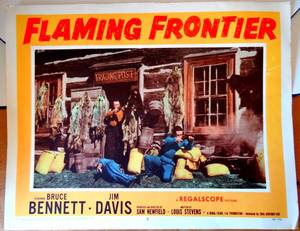 lot 117 image: VINTAGE FLAMING FRONTIER  LOBBY CARD #5 WESTERN (1958)