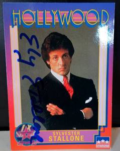lot 127 image: AUTHENTIC AUTOGRAPH - HOLLYWOOD SYLVESTER STALLONE SIGNED CARD