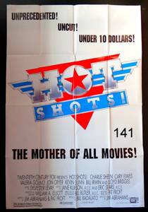 lot 141 image: HOT SHOTS MOVIE POSTER ORIGINAL Advance 27x40 CHARLIE SHEEN CARY ELWES
