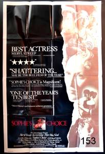 lot 153 image: Sophies Choice Meryl Streep Folded Movie Poster 40 x 27 (1982)