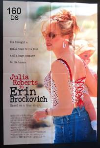 lot 160 image: ERIN BROCKOVICH MOVIE POSTER 2 Sided ORIGINAL 27x40 JULIA ROBERTS - 2000 $$