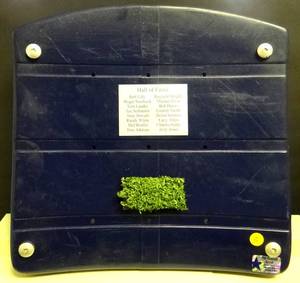 lot 3 image: RARE COLLECTIBLE - THE COWBOY HOUSE - ORIGINAL TEXAS STADIUM SEAT AND GAME USED TURF WITH DALLAS COWBOYS HALL OF FAME PLAQUE - WCOA