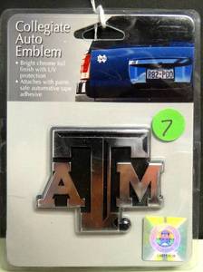 lot 7 image: TEXAS A & M COLLECGIATE AUTO EMBLEM - NIP