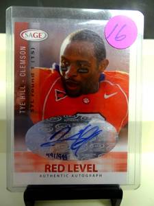 lot 16 image: AUTHENTIC AUTOGRAPH - TYE HILL CLEMSON TIGERS FOOTBALL 2006 SAGE CERT AUTO AUTOGRAPH CARD #491999