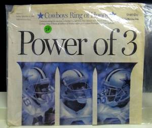 lot 24 image: SEPTEMBER 18, 2005 - DALLAS COWBOYS RING OF HONOR NEWPAPER DISPLAY - VG CONDITION
