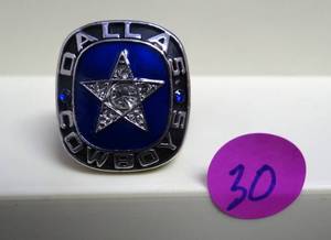 lot 30 image: DALLAS COWBOYS 1970 CHAMPIONSHIP REPLICA RING FEATURING TOM LANDRY - SIZE 11